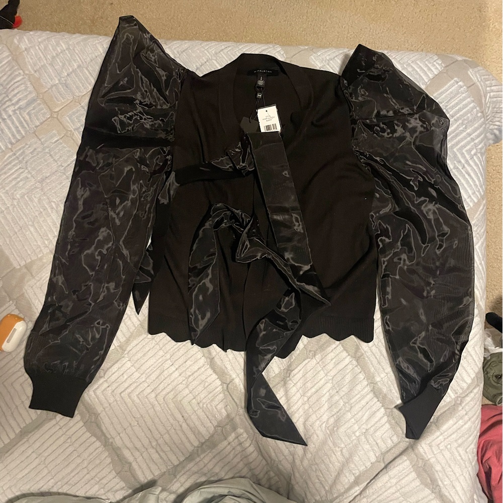Elegant Black Jacket with Sheer Sleeves